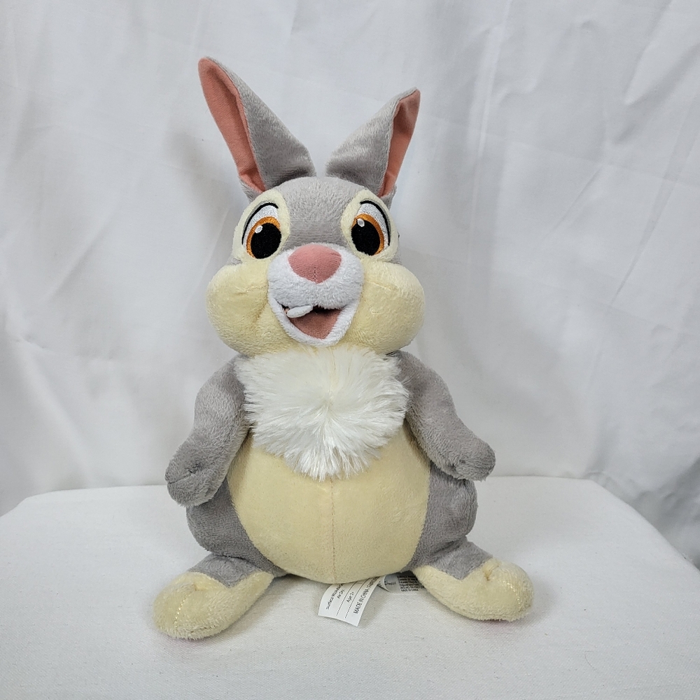 Disney Gray Ivory Thumper Rabbit 13” Plush Bambi Fuzzy Embroidered Stuffed Toy‎